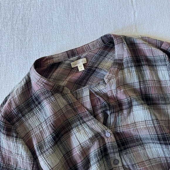 Garnet Hill Plaid Cotton Gauze Shirt Dress - size 8 - Picture 7 of 10